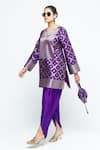 SOBARIKO Purple Silk, Modal, Satin Zari, Heer Brocade Jaal Kurta With Dhoti Pant Online at Aza Fashions SOBARIKO_Purple Silk, Modal, Satin Zari, Heer Brocade Jaal Kurta With Dhoti Pant _Online_at_Aza_Fashions