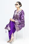 Shop SOBARIKO Purple Silk, Modal, Satin Zari, Heer Brocade Jaal Kurta With Dhoti Pant at Aza Fashions Shop_SOBARIKO_Purple Silk, Modal, Satin Zari, Heer Brocade Jaal Kurta With Dhoti Pant _at_Aza_Fashions