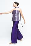 SOBARIKO Purple Silk Bandeau Neck Dela Strapless Brocade Top Pant Set Online at Aza Fashions SOBARIKO_Purple Silk Bandeau Neck Dela Strapless Brocade Top Pant Set _Online_at_Aza_Fashions