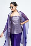 Shop SOBARIKO Purple Modal, Satin, Silk, Organza Zari Open Neck, Dela Cape Draped Skirt Set Online at Aza Fashions Shop_SOBARIKO_Purple Modal, Satin, Silk, Organza Zari Open Neck, Dela Cape Draped Skirt Set _Online_at_Aza_Fashions