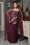 Buy BAANI KHURANA Maroon Organza, Silk, Chiffon Sequins, Embroidery Kurta Crushed Sharara Set Online at Aza Fashions Buy_BAANI KHURANA_Maroon Organza, Silk, Chiffon Sequins, Embroidery Kurta Crushed Sharara Set _Online_at_Aza_Fashions