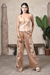 Buy BAANI KHURANA Beige Satin, Linen Embroidery Square Neck Top And Pant Set at Aza Fashions Buy_BAANI KHURANA_Beige Satin, Linen Embroidery Square Neck Top And Pant Set _at_Aza_Fashions
