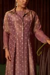 Buy Coeur Purple Tissue Round Neck, Collared Zarina Dusty Rose Dress And Bandhani Jacket Set Online at Aza Fashions Buy_Coeur_Purple Tissue Round Neck, Collared Zarina Dusty Rose Dress And Bandhani Jacket Set _Online_at_Aza_Fashions
