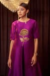 Coeur Purple Silk Embroidery Round Neck Elor Rosara Jumpsuit Online at Aza Fashions Coeur_Purple Silk Embroidery Round Neck Elor Rosara Jumpsuit _Online_at_Aza_Fashions