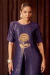 Shop Coeur Purple Silk Embroidery Round Neck Lume Jumpsuit Online at Aza Fashions Shop_Coeur_Purple Silk Embroidery Round Neck Lume Jumpsuit _Online_at_Aza_Fashions