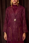 Coeur Wine , Satin, Silk Embroidery, Gleia Corded Jacket And Dress Set at Aza Fashions Coeur_Wine , Satin, Silk Embroidery, Gleia Corded Jacket And Dress Set _at_Aza_Fashions