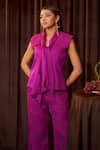 Coeur Fuchsia , Satin, Silk Gleia Rosara Corded Top And Pant Set Online at Aza Fashions Coeur_Fuchsia , Satin, Silk Gleia Rosara Corded Top And Pant Set _Online_at_Aza_Fashions