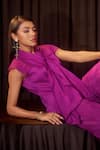 Shop Coeur Fuchsia , Satin, Silk Gleia Rosara Corded Top And Pant Set Online at Aza Fashions Shop_Coeur_Fuchsia , Satin, Silk Gleia Rosara Corded Top And Pant Set _Online_at_Aza_Fashions