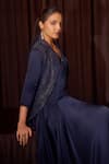 Shop Coeur Navy , Satin, Silk Elor Sapphire Dress With Corded Jacket Online at Aza Fashions Shop_Coeur_Navy , Satin, Silk Elor Sapphire Dress With Corded Jacket _Online_at_Aza_Fashions