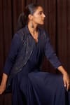 Coeur Navy , Satin, Silk Elor Sapphire Dress With Corded Jacket at Aza Fashions Coeur_Navy , Satin, Silk Elor Sapphire Dress With Corded Jacket _at_Aza_Fashions