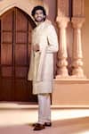 Arihant Rai Sinha_Yellow Silk, Dupion Embroidery, Stones Floral Sherwani Set _Online