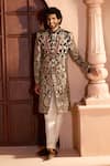 Arihant Rai Sinha Black Dupion Embroidery Floral Sherwani Set at Aza Fashions Arihant Rai Sinha_Black Dupion Embroidery Floral Sherwani Set _at_Aza_Fashions