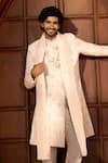 Buy_Arihant Rai Sinha_Cream Silk, Dupion Embroidery, Sequins, Metallic Thread Floral Sherwani Set _Online