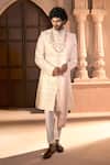 Arihant Rai Sinha_Cream Silk, Dupion Embroidery, Sequins Floral Sherwani Set _at_Aza_Fashions