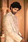 Shop_Arihant Rai Sinha_Cream Silk, Dupion Embroidery, Sequins Floral Sherwani Set _Online