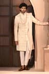 Arihant Rai Sinha_Cream Silk, Dupion Embroidery, Sequins Floral Sherwani Set 