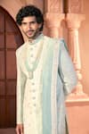 Arihant Rai Sinha Green Silk, Dupion Embroidery, Zari Floral Vine Sherwani Set Online Arihant Rai Sinha_Green Silk, Dupion Embroidery, Zari Floral Vine Sherwani Set _Online