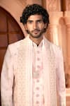 Arihant Rai Sinha Pink Silk, Dupion Embroidery Floral Vine Sherwani Pant Set Arihant Rai Sinha_Pink Silk, Dupion Embroidery Floral Vine Sherwani Pant Set