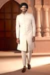 Buy_Arihant Rai Sinha_Cream Silk, Dupion Embroidery Sherwani And Pant Set _at_Aza_Fashions