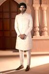 Arihant Rai Sinha_Cream Silk, Dupion Embroidery Sherwani And Pant Set _Online