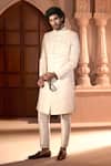 Shop_Arihant Rai Sinha_Cream Silk, Dupion Embroidery Sherwani And Pant Set _Online