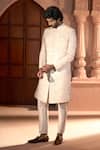 Arihant Rai Sinha_Cream Silk, Dupion Embroidery Sherwani And Pant Set 