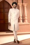 Arihant Rai Sinha_Cream Silk, Dupion Embroidery Sherwani And Pant Set 