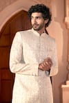 Buy_Arihant Rai Sinha_Beige Silk, Dupion Embroidery Floral Sherwani And Pant Set 