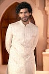 Arihant Rai Sinha_Beige Silk, Dupion Embroidery Floral Sherwani And Pant Set _Online
