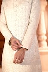 Arihant Rai Sinha_Beige Silk, Dupion Embroidery Floral Sherwani And Pant Set 