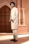 Arihant Rai Sinha_Beige Silk, Dupion Embroidery Floral Sherwani And Pant Set 