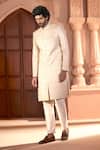 Arihant Rai Sinha_Beige Silk, Dupion Embroidery Floral Sherwani And Pant Set 