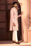 Buy_Arihant Rai Sinha_Pink Silk, Dupion Embroidery, Metallic Thread Floret Sherwani And Pant Set 