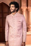 Arihant Rai Sinha_Pink Silk, Dupion Embroidery, Metallic Thread Floret Sherwani And Pant Set _Online