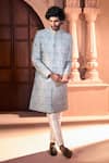 Buy_Arihant Rai Sinha_Aqua Silk, Dupion Embroidery Pastel Sherwani And Pant Set _at_Aza_Fashions
