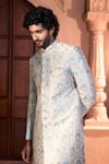 Buy_Arihant Rai Sinha_Aqua Silk, Dupion Embroidery Pastel Sherwani And Pant Set 