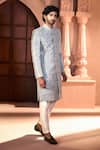 Arihant Rai Sinha_Aqua Silk, Dupion Embroidery Pastel Sherwani And Pant Set 