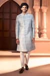 Arihant Rai Sinha_Aqua Silk, Dupion Embroidery Pastel Sherwani And Pant Set 