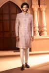 Buy_Arihant Rai Sinha_Pink Silk, Dupion Embroidery, Metallic Thread, Mughal Floral Sherwani Set _Online