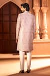 Arihant Rai Sinha_Pink Silk, Dupion Embroidery, Metallic Thread, Mughal Floral Sherwani Set _Online_at_Aza_Fashions