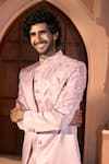 Buy_Arihant Rai Sinha_Pink Silk, Dupion Embroidery, Beads Leaf Vine Layered Sherwani Set 