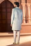 Arihant Rai Sinha_Green Velvet, Dupion, Silk Embroidery, Sequins, Placed Layered Sherwani Set _Online_at_Aza_Fashions