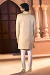Arihant Rai Sinha_Beige Silk, Dupion Embroidery, Beads, Sequins Placed Layered Sherwani Set _Online_at_Aza_Fashions
