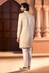 Buy_Arihant Rai Sinha_Beige Silk, Dupion Embroidery, Beads, Sequins Placed Layered Sherwani Set _Online