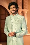Buy Arihant Rai Sinha Green Silk, Dupion Embroidery, Stones Scattered Floral Sherwani Set Buy_Arihant Rai Sinha_Green Silk, Dupion Embroidery, Stones Scattered Floral Sherwani Set