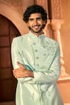Arihant Rai Sinha Green Silk, Dupion Embroidery, Stones Scattered Floral Sherwani Set Online Arihant Rai Sinha_Green Silk, Dupion Embroidery, Stones Scattered Floral Sherwani Set _Online