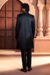 Arihant Rai Sinha_Black Silk, Dupion Beads, Sequins, Embroidery Sherwani Set _Online_at_Aza_Fashions