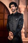 Shop_Arihant Rai Sinha_Black Silk, Dupion Beads, Sequins, Embroidery Sherwani Set _Online_at_Aza_Fashions