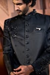 Buy_Arihant Rai Sinha_Black Silk, Dupion Beads, Sequins, Embroidery Sherwani Set 