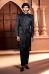 Buy_Arihant Rai Sinha_Black Silk, Dupion Beads, Sequins, Embroidery Sherwani Set _Online